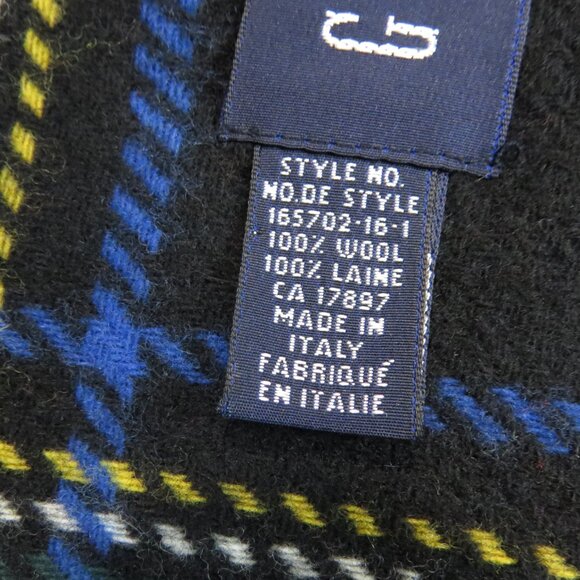 GAP 100% Wool Plaid Scarf Made in Italy Black Stewart Tartan - Large - Picture 8 of 9